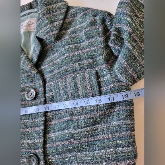 Vntg Mitsukoshi Striped Blazer in Green Size Small? - Picture 3 of 14